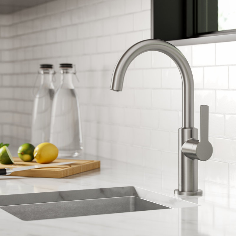 Oletto Single Handle Kitchen Bar Faucet, Stainless Steel