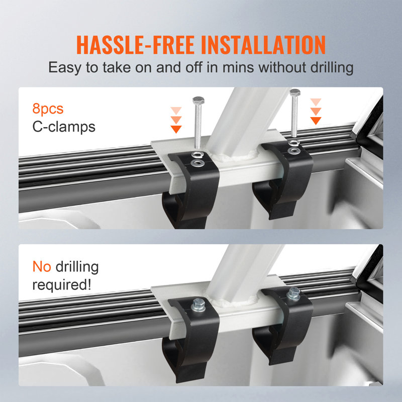 71'' Aluminum Adjustable Truck Bed Rack with C-Clamps
