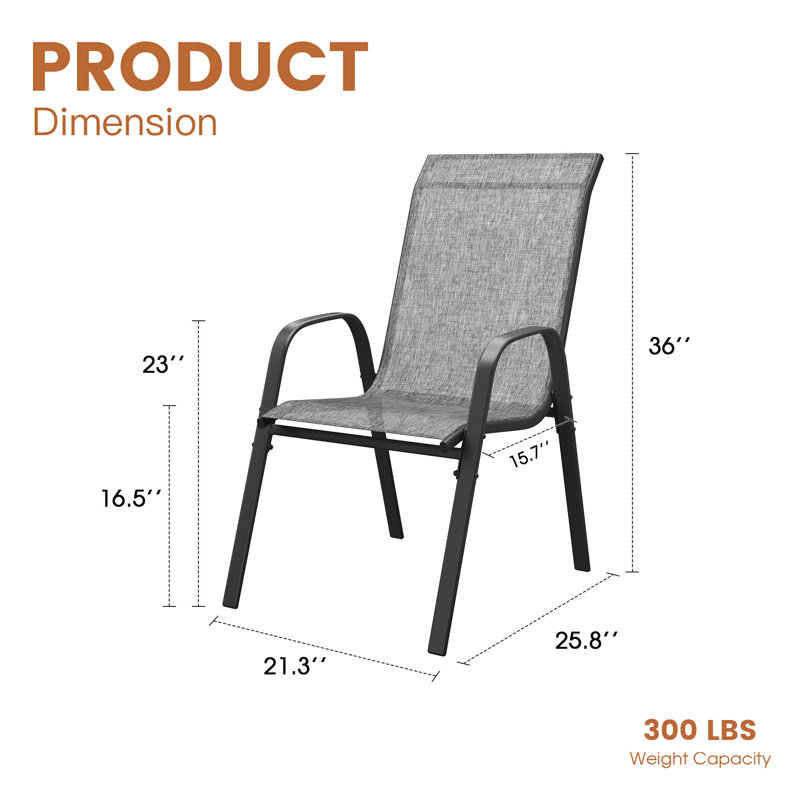 Chaises de patio empilables, Gris