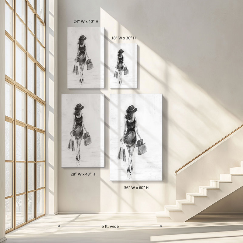 Reproduction sur toile, "Jour de magasinage I" par Jolanta Kowalik, H 60 po x l 36 po x P 1,5 po