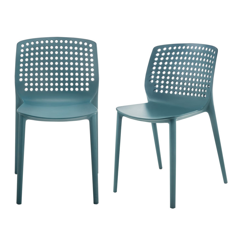 Chaise d'appoint empilable pour salle à manger d'extérieur, Cyan