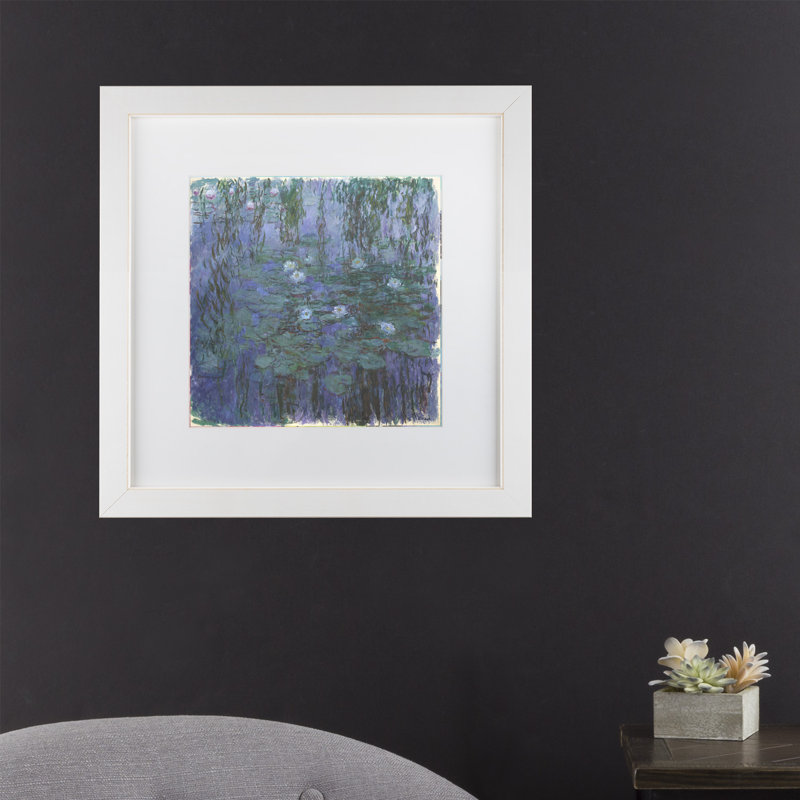 « blue water lilies », impression sur toile, H 14 po x l 14 po x P 2 po, Pas de tapis, Toile tendue