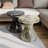 Orren Ellis Monia Marble Effect Stool with Brockway Concrete Industrial End Table for Living Room-1230671828