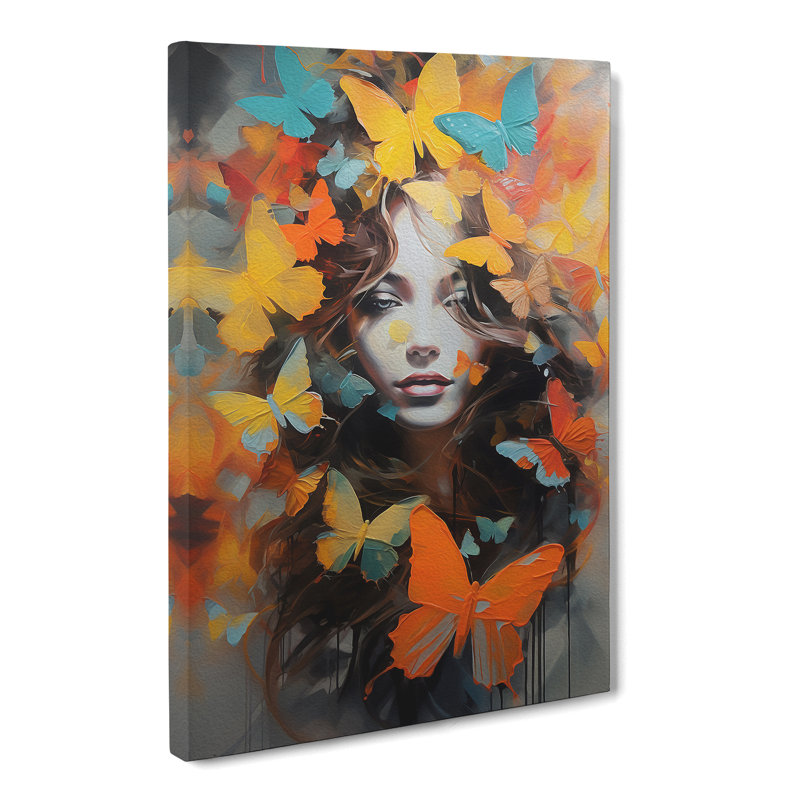 Butterfly Contemporary - Wrapped Canvas Print, 76cm H x 50cm W x 3cm D