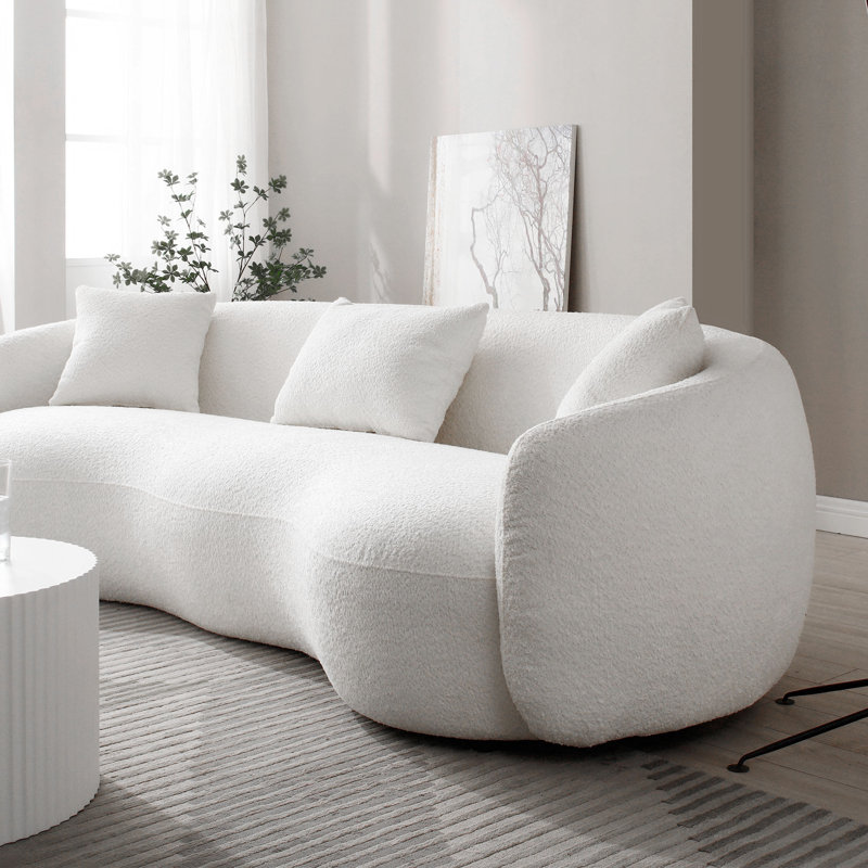 Canapé 93,6 po Teddy Boucle, White Teddy Boucle Fabric, 26.9" H x 93.6" W x 41.3" D