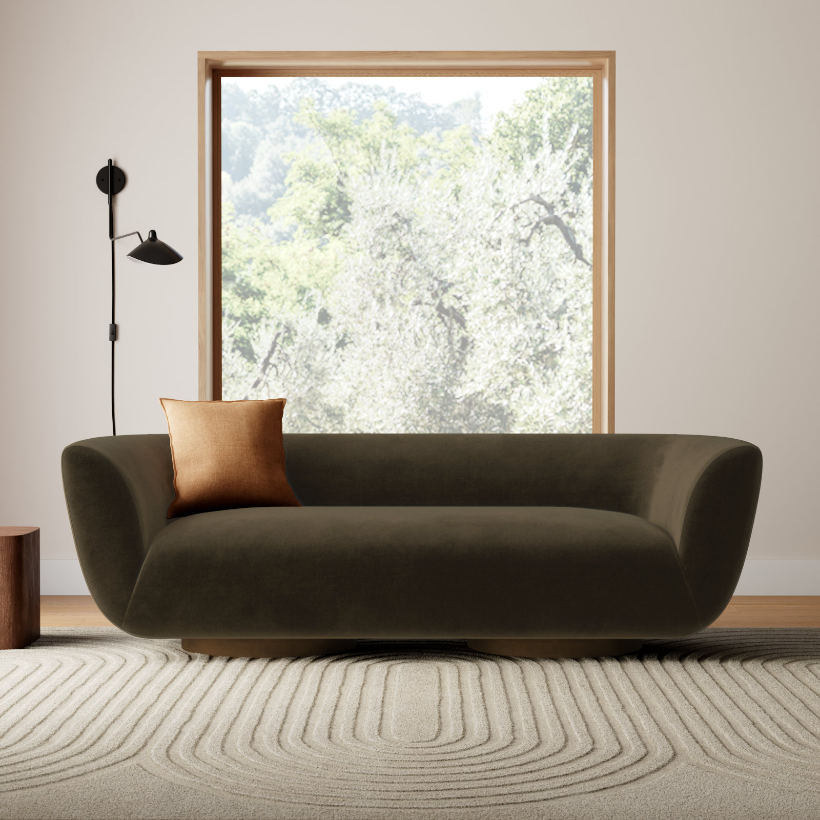 Holloman 87'' Upholstered Sofa, Surrey Olive 76.8% Cotton/23.2% Polyester