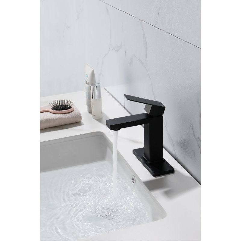 Robinet de salle de bain à cascade, évier de salle de bain à poignée simple noir mat en acier inoxydable pour une durabilité à long terme, la corrosion et la surface des empreintes digitales, robinet à débit d'eau ininterrompu silencieux avec bec,
