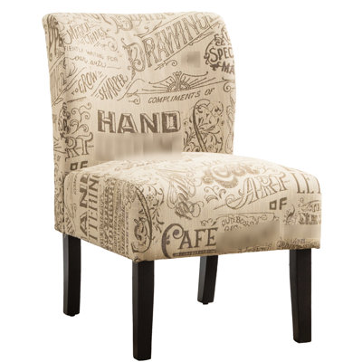 Contemporary Chalkboard Print Chair - Removable Back And Legs, Upholstery, Modern Design Accent With Print, Armless Style, Build, Easy Assembly Required, 250 Lbs Capacity, 21.5" Package Height