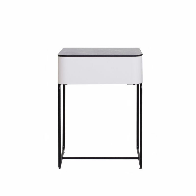 Smithers 40cm W Metal Bedside Table, White