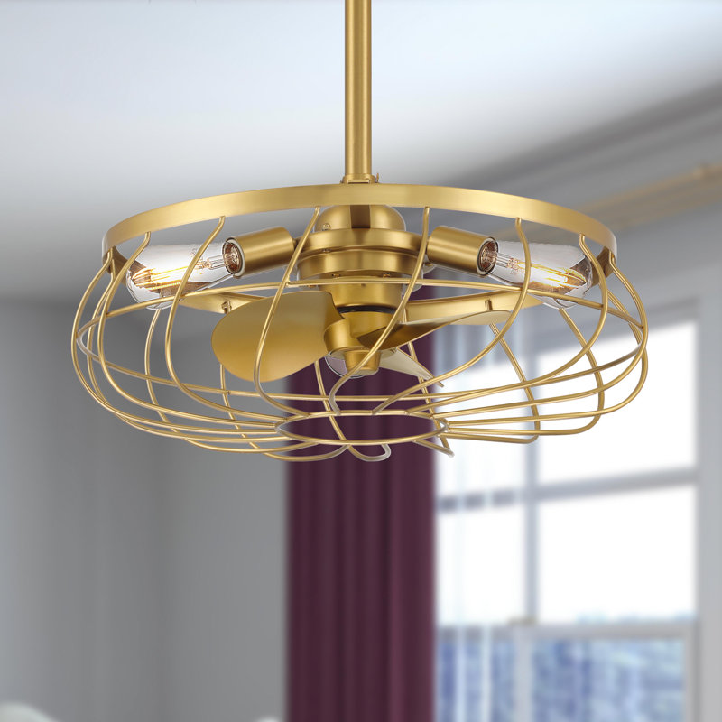 Ventilateur de plafond standard à 3 pales 22 po avec ensemble d'éclairage inclus Aric, Laiton vieilli
