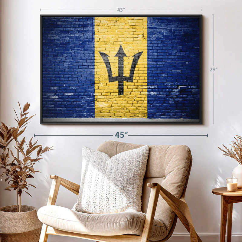 Barbados Flag Graffiti Canvas Print, 29" H x 43" W