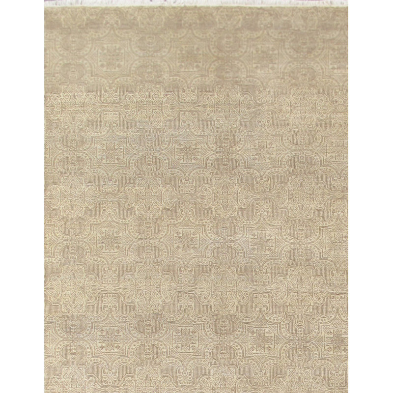 Hand Knotted Geometric Indoor Rug, Rectangle 9' x 11'6"