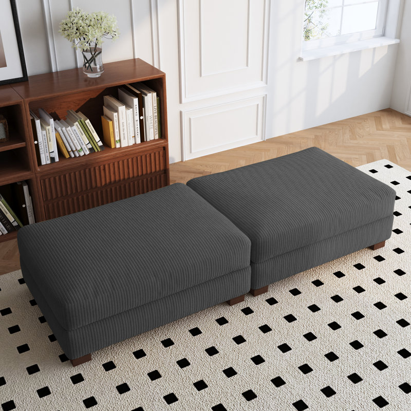 Vontavious 222Cm Wide Rectangle Standard Ottoman, Grey