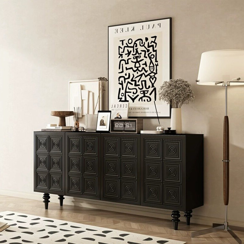 Armoire d'entrée créative de style américain, 35.43" H x 62.99" W x 15.75" D, Noir