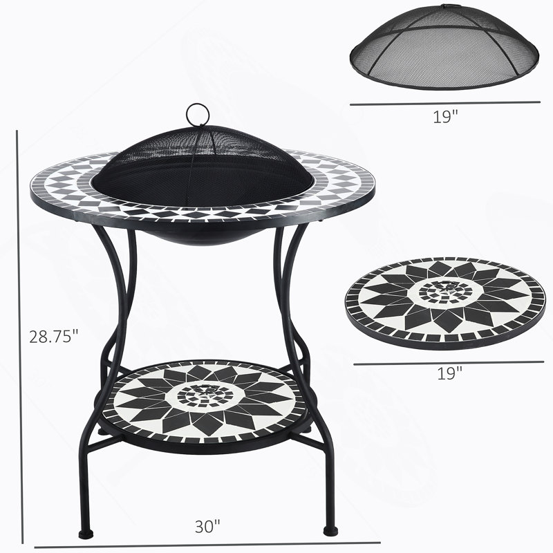 Outdoor Fire Pit Dining Table, 3-In-1 Round Wood Burning Fire Pit Bowl