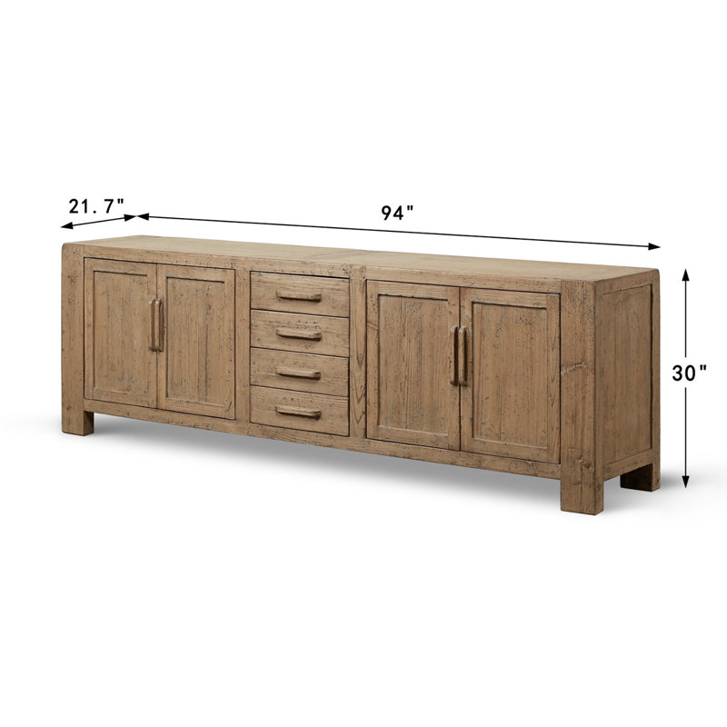 Approx. 94 Inches Wide Four Drawers Media Cabinet Weathered Gray