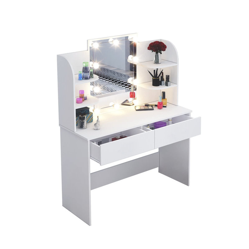 Botyu Dressing Table with Mirror, White