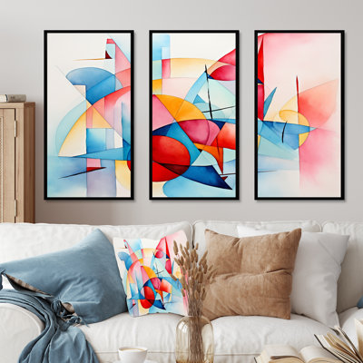 Cubic Soft Colors Tiles I - Art mural géométrique