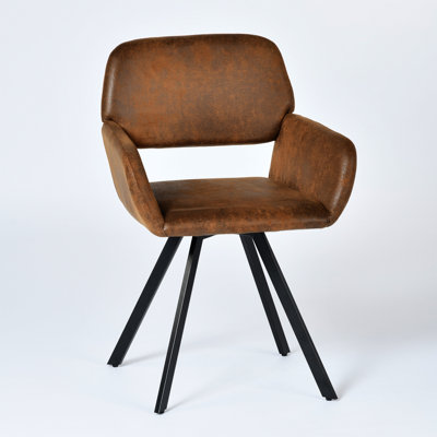 Swivel Upholstered Vanity Chair Bedroom Accent Chair with Black Metal Legs by George Oliver