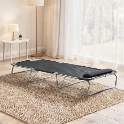 Chaise longue en acier thermolaqué avec six positions d'inclinaison et cadre pliable pour une utilisation au bord de la piscine et à la plage