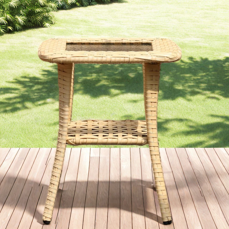 Tables de patio avec rangement, table de balcon moderne en métal et osier