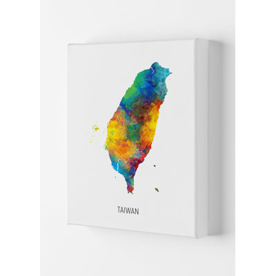 Taiwan Watercolour Map by Michael Tompsett - Print