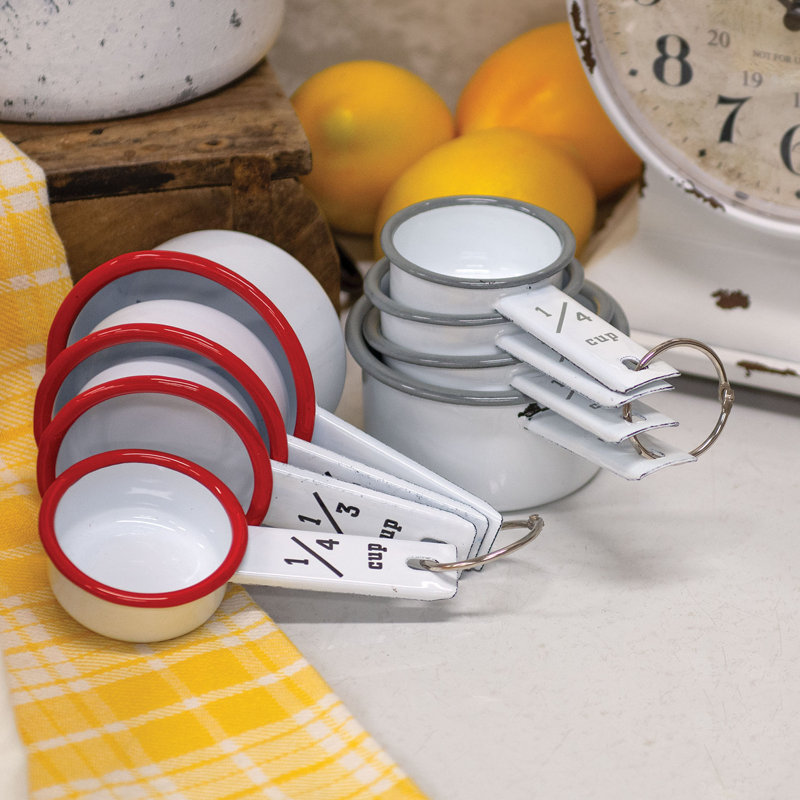 Ensemble de 4 tasses à mesurer en porcelaine CWI, Blanc / gris