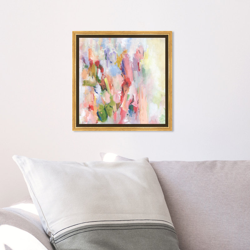 Abstract Floral Beauty " Abstract Floral Beauty " by Oliver Gal, Floater Framed Canvas, 13.5" H x 13.5" W, Gold