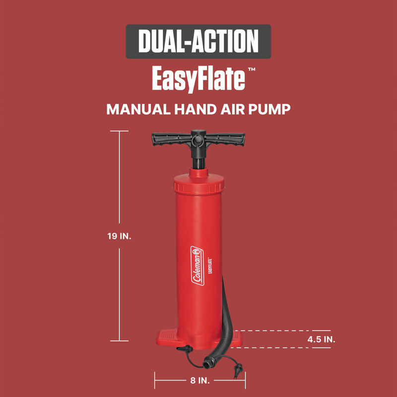 Coleman EasyFlate Dual-Action Manual Air Pump, Hand Pump Inflator with Adapters