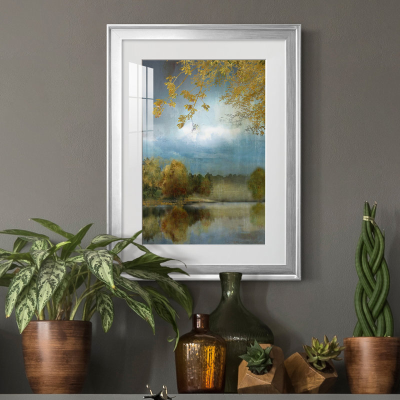 Golden Leaves - Reproduction d'art graphique sur papier encadré, Argent, H 18,5 po x l 24,5 po x P 1,5 po