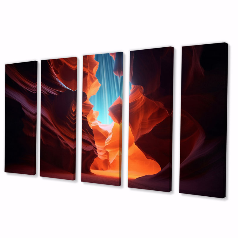 Upper Antelope Canyon IV - Canyon et désert, art mural sur toile - 5 panneaux égaux