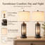 Lot de 2 lampes de table de style ferme en bronze avec ports USB-C et USB-A et veilleuses