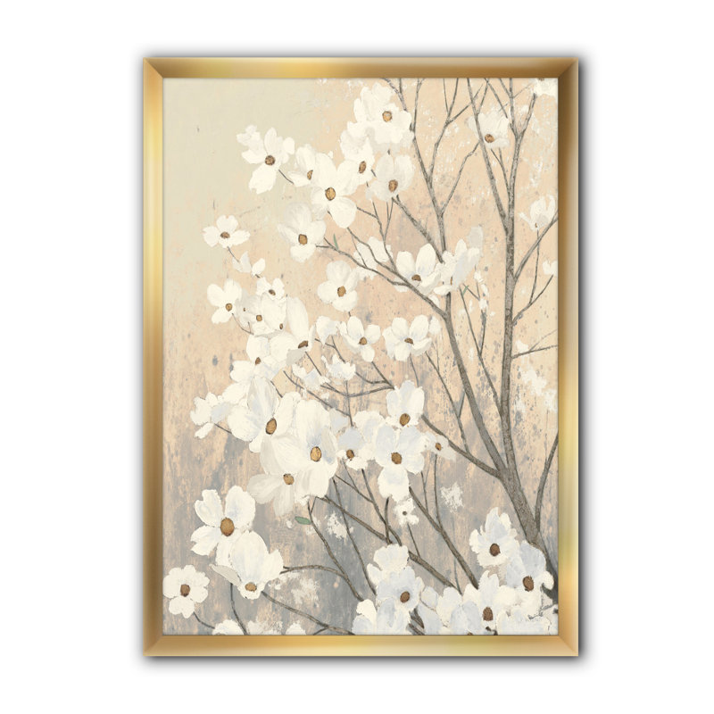 « brun onns fleurs »-cadre photo imprimé sur toile, Cadre doré, H 46 po x l 36 po x P 1,5 po