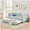 Canapé-lit simple en tissu d'ameublement convertible 3-en-1 avec couchette gigogne et poches de rangement latérales Gingham