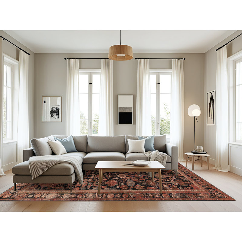 Tapis brun lavable à la machine, Rectangle 6 pi x 9 pi
