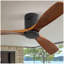 Ventilateur de plafond à profil bas 52 pouces DC 3 sculpté ventilateur de bois lame silencieuse télécommande du moteur sans lumière-579959189-579959187