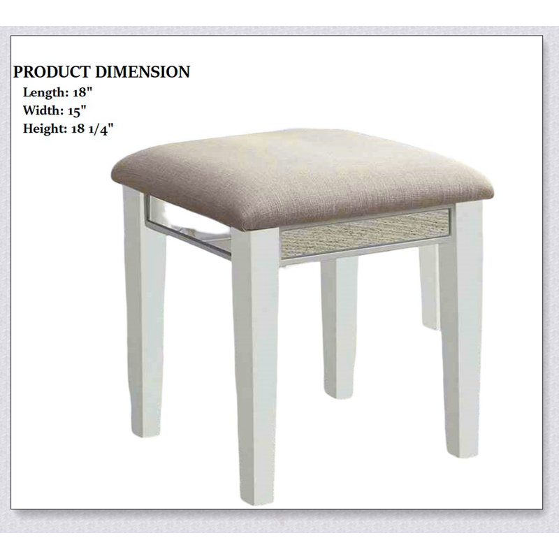 Ensemble de coiffeuse de style transitionnel avec tiroirs de rangement, miroir central et tabouret rembourré pour des meubles de chambre à coucher élégants