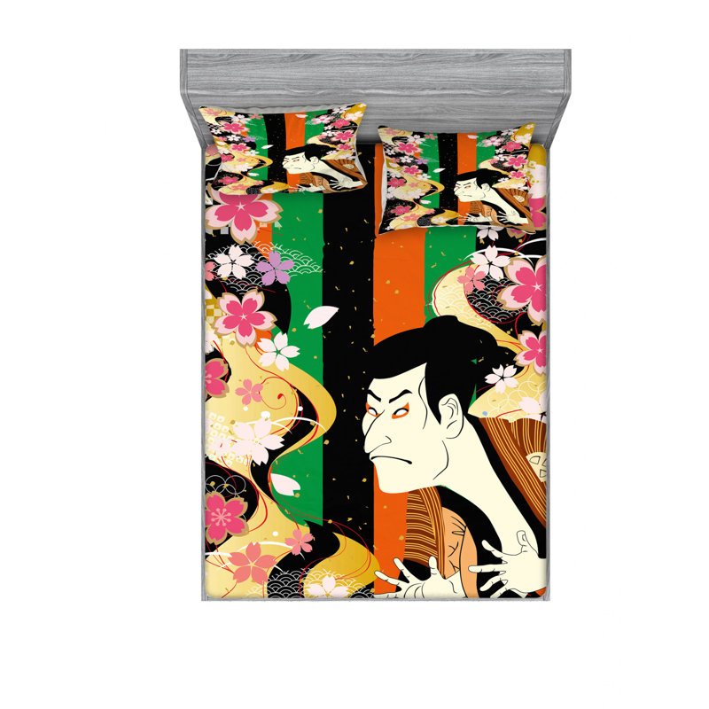 Ensemble de draps Fresh Spring Sakura, Ensemble de drap pour grand lit avec drap-housse