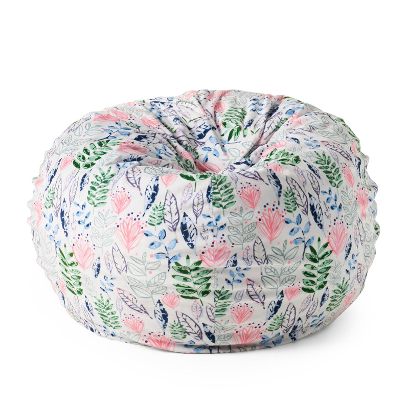 Housse de pois blanche à motif botanique imprimé feuilles - Housse arrondie de 3 pieds remplie de mousse avec fermeture à glissière Design moderne et confortable