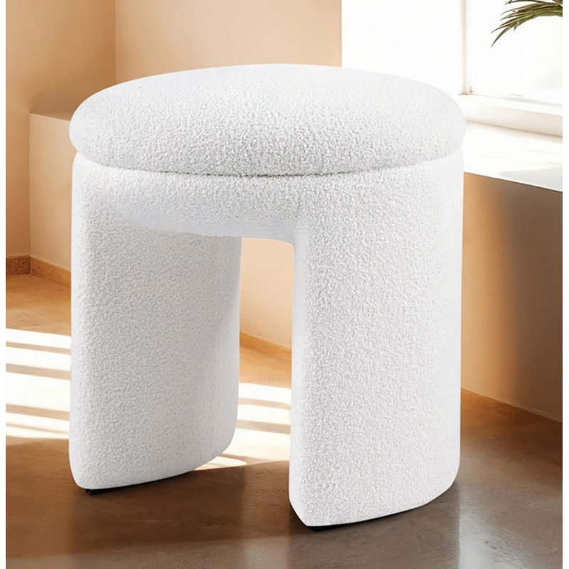 Tabouret d'appoint style contemporain 1 pièce, White Teddy