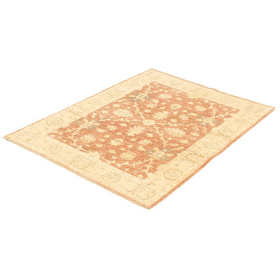 Tapis zone en laine beige/orange 5 pi x 6 pi 11 po main-of-kind-noué la 2010 Gaylor