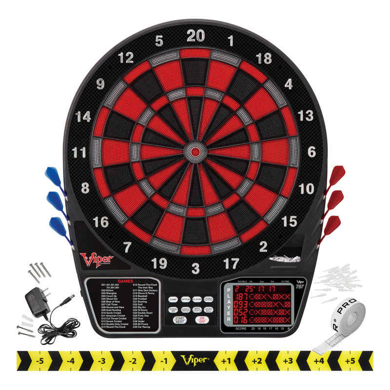 Viper 797 Electronic Dartboard with Cinnamon Pine Cabinet and Light