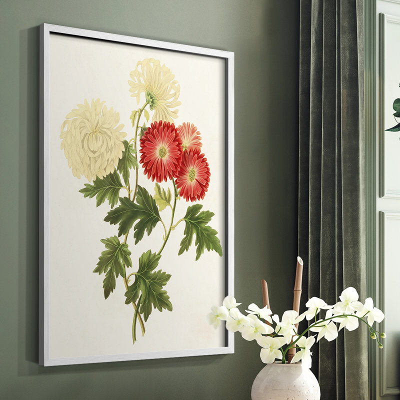 Fleurs des saisons I, reproduction encadrée - bois massif, Blanc, H 10 po x l 8 po