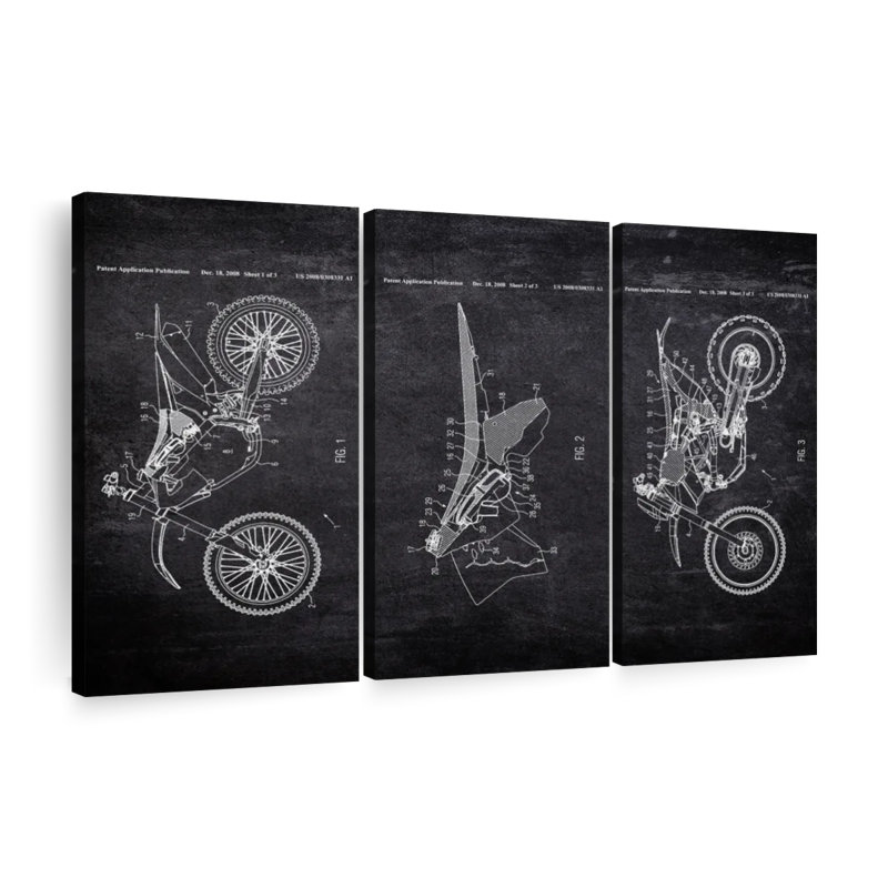 Moto 3 pièces, H 24 po x l 38 po x P 1,25 po
