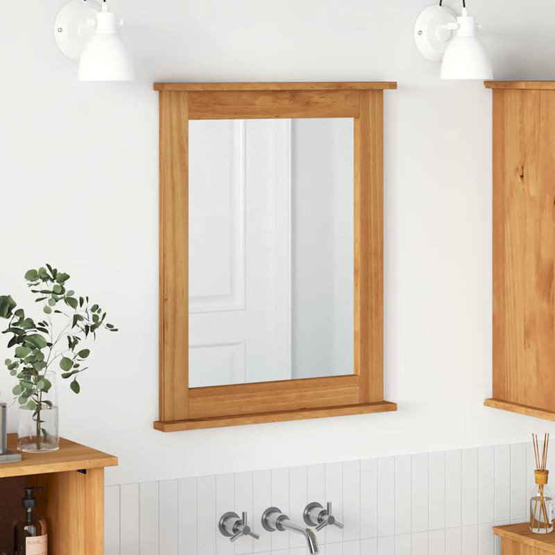 vidaXL Mirror Rectangular with Mirror VIGO Solid pine wood Bathroom Indoor, Brown