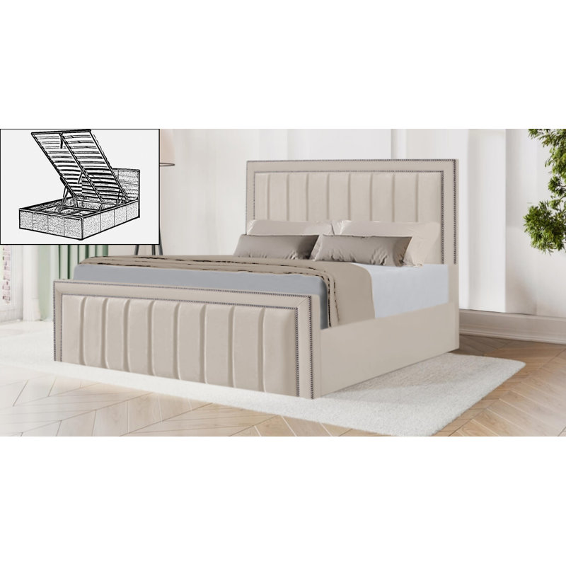 Luciana Upholstered Ottoman Storage Bed, Double (4'6), Cream