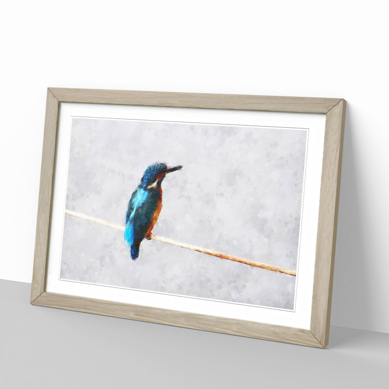 Kingfisher Bird Vol.2 - Framed Print, 48cm H x 65cm W x 2cm D, Oak Framed