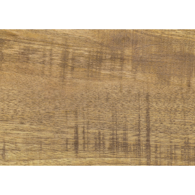 Table d'appoint contemporaine avec stratifié aspect bois de manguier et pieds en métal noir