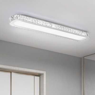 1 - Light 39.37" Rectangle Crystal LED Dimmable Flush Mount