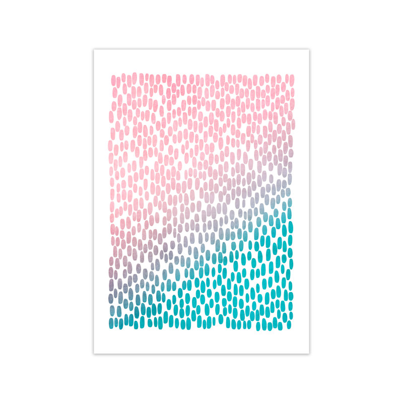 Pink And Blue Abstract Dots - Print, No Frame, 59cm H x 42cm W x 1cm D